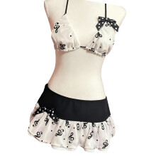Maillot de bain deux pièces à col licou pour femmes,-Noir M