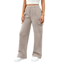 Damen-Jogginghose, weites Bein, Cargohose, Baggy-Hose,-Khaki S