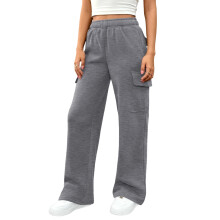Damen-Jogginghose, weites Bein, Cargohose,-Dunkelgrau XL