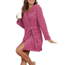 Damen-Roben, kurzer Plüsch-Bademantel, knielang, warm,-Rhodo XL