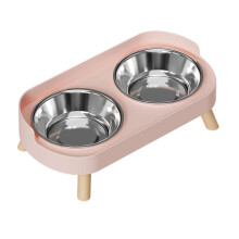 Dog Feeding Station With Feeders Bowl Splash Proof-Pink