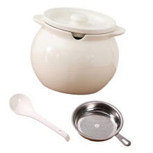 1400Ml Ceramic Oil Canister With Tight Sealing Lid-Milky white