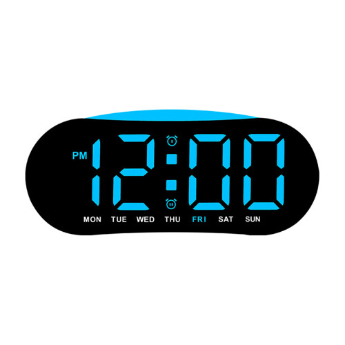 Minimalists Kids Bedside Alarm Clock With-Black shell blue lig