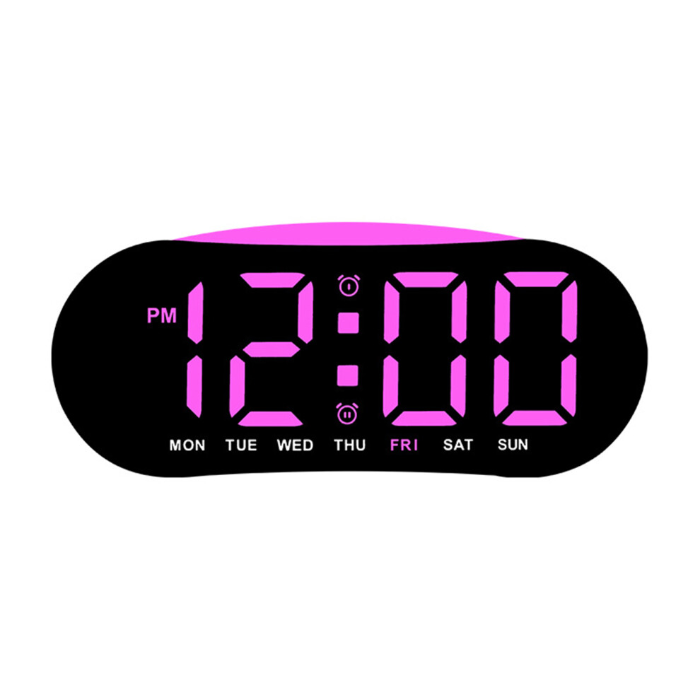 Digital Alarm Clock USB Powered-Black shell pink lam