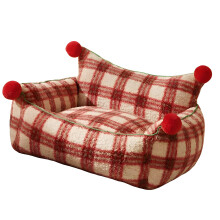 Hondenbed met tartan hoes Elegant dikker kussenbed voor-L