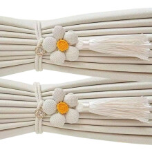 Flower Tassels Drapery Tiebacks Set Of 2 Curtain Holders-White