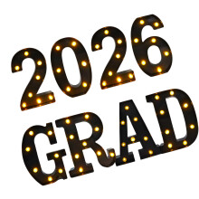 8 Piece LED Glowing In Dark Grads 2026 Decoration Set For-Black