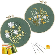 Stitch Kit DIY Embroidery Kit Embroidery Kits Embroidery with Pattern, Bamboo Hoop, Color Threads & Tools