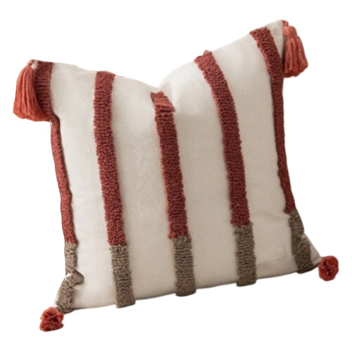 Square Cotton Linen Pillow Case 45x45cm With Tufting Pattern-03