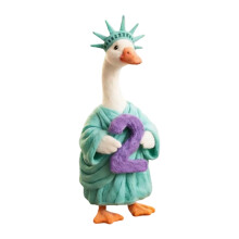 Hand Painted Resin Geese Figurine Patriotic Festival-A 2