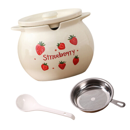 Bacons Greases Container Ceramic Oil Jar-Strawberry Lard Jar