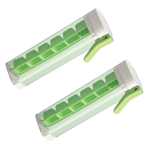 6 Space Small Ice Cubes Tray With Single Hand Push Design-Green