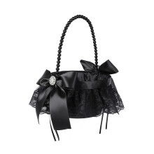 Elegant Black Gothic Style Floral Basket With Intricate Laces