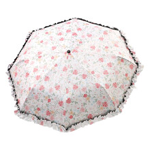 Parapluie à imprimé floral avec fermoir pour les voyages-Blanc