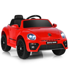 Carro infantil VW Beetle com música e 2 modos de iluminação, incluindo controle remoto 2.4G vermelho