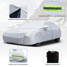 Lona impermeável para veículos cobertura de carro com porta zip 431 x 160 x 115 cm prata