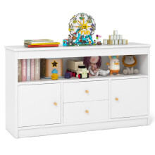 Armário de brinquedos infantil prateleira infantil em madeira armário infantil com 2 gavetas e 2 portas 106 x 30 x 62 cm branco