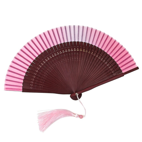 Delicate Hand Fan Folding Fan With Wide Shade-gradient pink