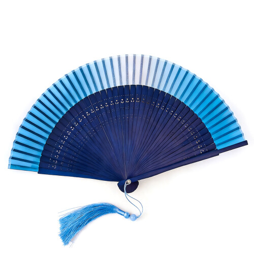 Delicate Hand Fan Folding Fan With Wide Shade for-gradient blue