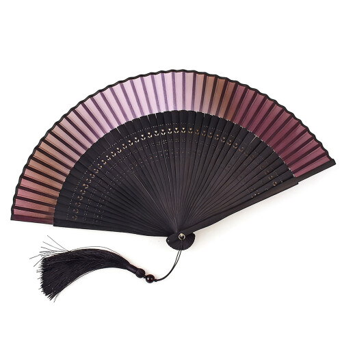 Hand Folding Fan Silk Fan With Artistic Gradient-gradient brown