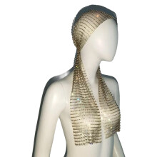 Stylish Crystal Embellished Fishnets Scarf Unique-Gold 140cm