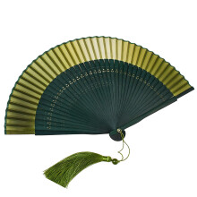 Handmade Silk Folding Fan Artistic Hand Fan For-gradient green