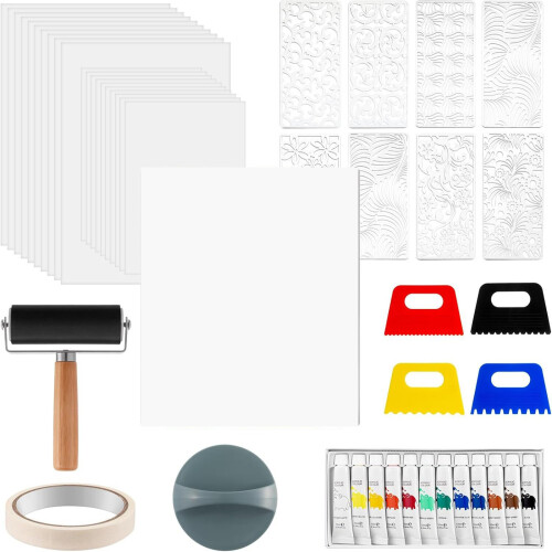 Gel Print Plate Tool Set Printmaking Paper Acrylic Paint