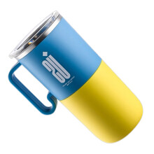 600 ml roestvrijstalen koffiemok, dubbelwandig-Blauw en geel