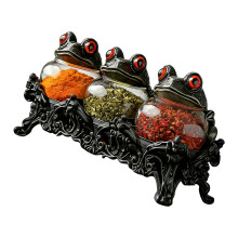 Creative Kitchen Decors Glass Spice Jars Set For-Frog 3 pack