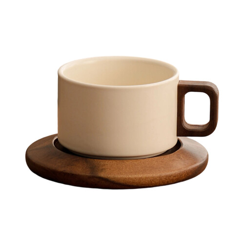 Ceramic Coffee Mug With Wooden Handle Florals Tea Cup Set-2 C