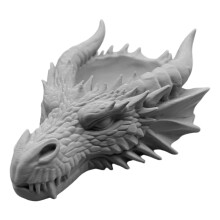 3D Printed Plastic Gothic Dragon Jewelry Dish And Candle-grey
