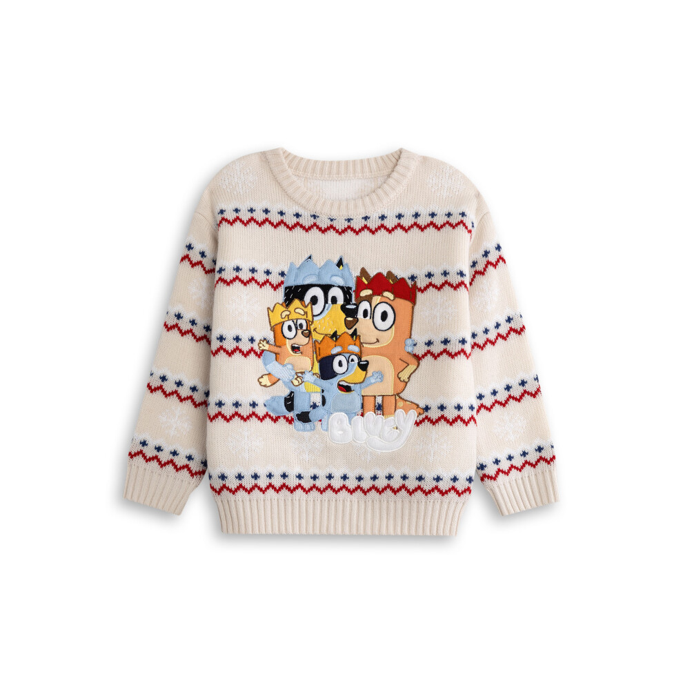 Bluey (2-3 Years) Christmas Jumper (Unisex Kids Beige)