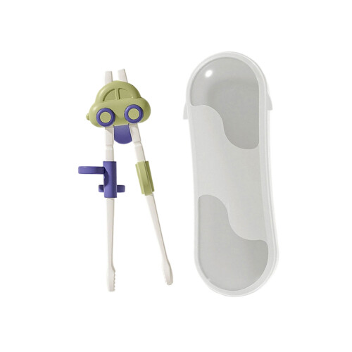 Beginner Friendly Chopsticks Set For Kids With Ergonomic-Green