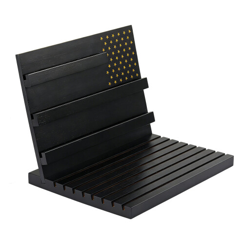 11 Layer Dark Wood Holder For Armed Forces Commemorative-Black