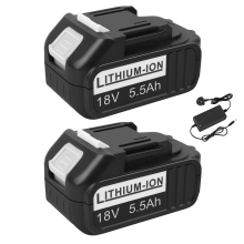 18V 5500mAh 2Pack Battery and Charger Set - 2 Batteries + Charger, For Futurebatt Tools Only