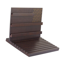 Tiered Wooden Rack System With Deep Grooves To Firmly Hold-HT