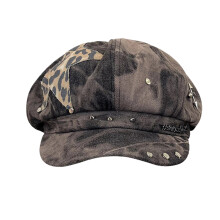 Leopard Print Star Berets Punk Unisex Painter Hat for Girls Dark