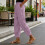 Trendy Elastic Waistband Pants Side Button Pockets-p L 5