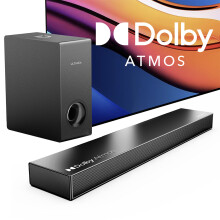ULTIMEA 3.8cm Ultra-Slim Yet Powerful Dolby Atmos Soundbar, 2.1 Ch Bluetooth Soundbar with Subwoofer, Home Theater System, 190W - Refurbished