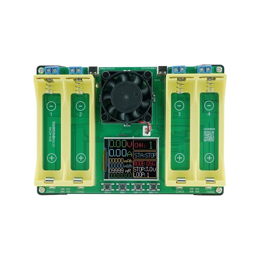 Brecantia 21700 Battery Capacity Tester 1.77 Inch Screen 4 Channel Charge Discharge Integrated Battery Tester Internal Resistance