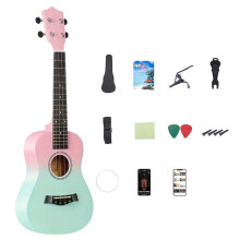 Guitare en Bois Bicolore de 23 Pouces, Ukulélé à Quatre Cordes,  Guitare en Bois Dégradé Bicolore A