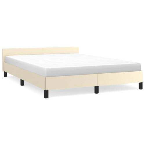 vidaXL Bed Frame with Headboard without Mattress Cream 140x190 cm 1