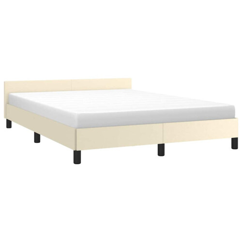 vidaXL Bed Frame with Headboard without Mattress Cream 140x190 cm 2