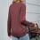 Damen-Langarmshirt mit V-Ausschnitt, lässiges-Schwarz M 4