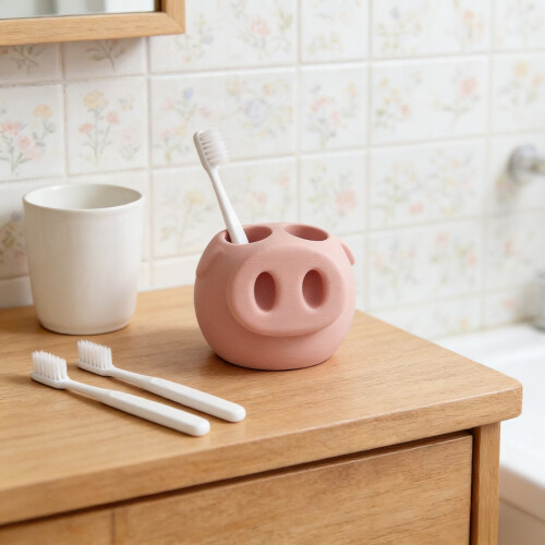 Pink 3D Printed Toothbrush Holder Pig Snout Accessory for 2