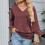 Damen-Langarmshirt mit V-Ausschnitt, lässiges Oberteil,-Rot S 2