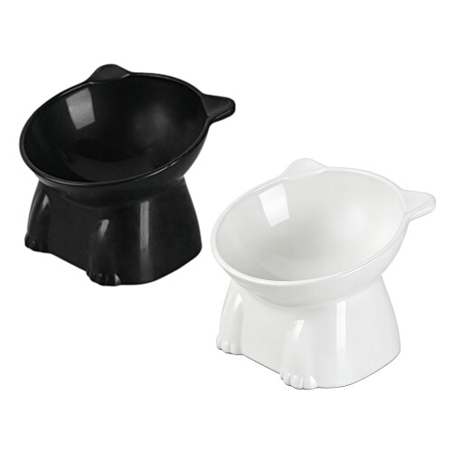 Ergonomic Elevated Dog Tilted Bowls Pet Dog Feeding-White 1