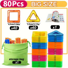 (Big Size 80pcs) Magnetic Building Blocks Big Size 3D STEM Educational Magnetic Building Constructor Set Toys