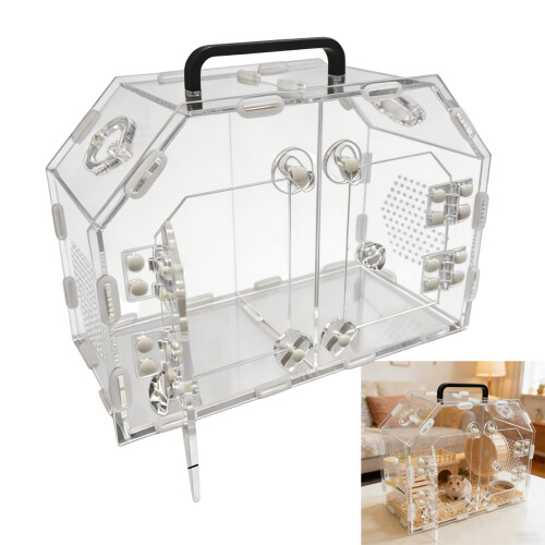 Breathable Small Animal Container Box with 2 Separate Room 1
