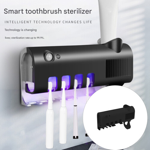 Auto Toothpaste Dispenser And Toothbrush Organizer With-Black 2